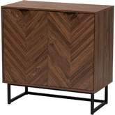 Sadia Storage Cabinet in Walnut Brown Finish Wood & Black Metal