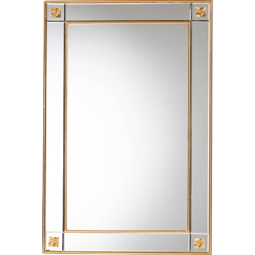 Iara Wall Mirror in Antique Gold Leaf Finish Wood