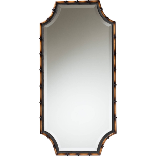 Lieven Wall Mirror in Light Brown & Black Metal