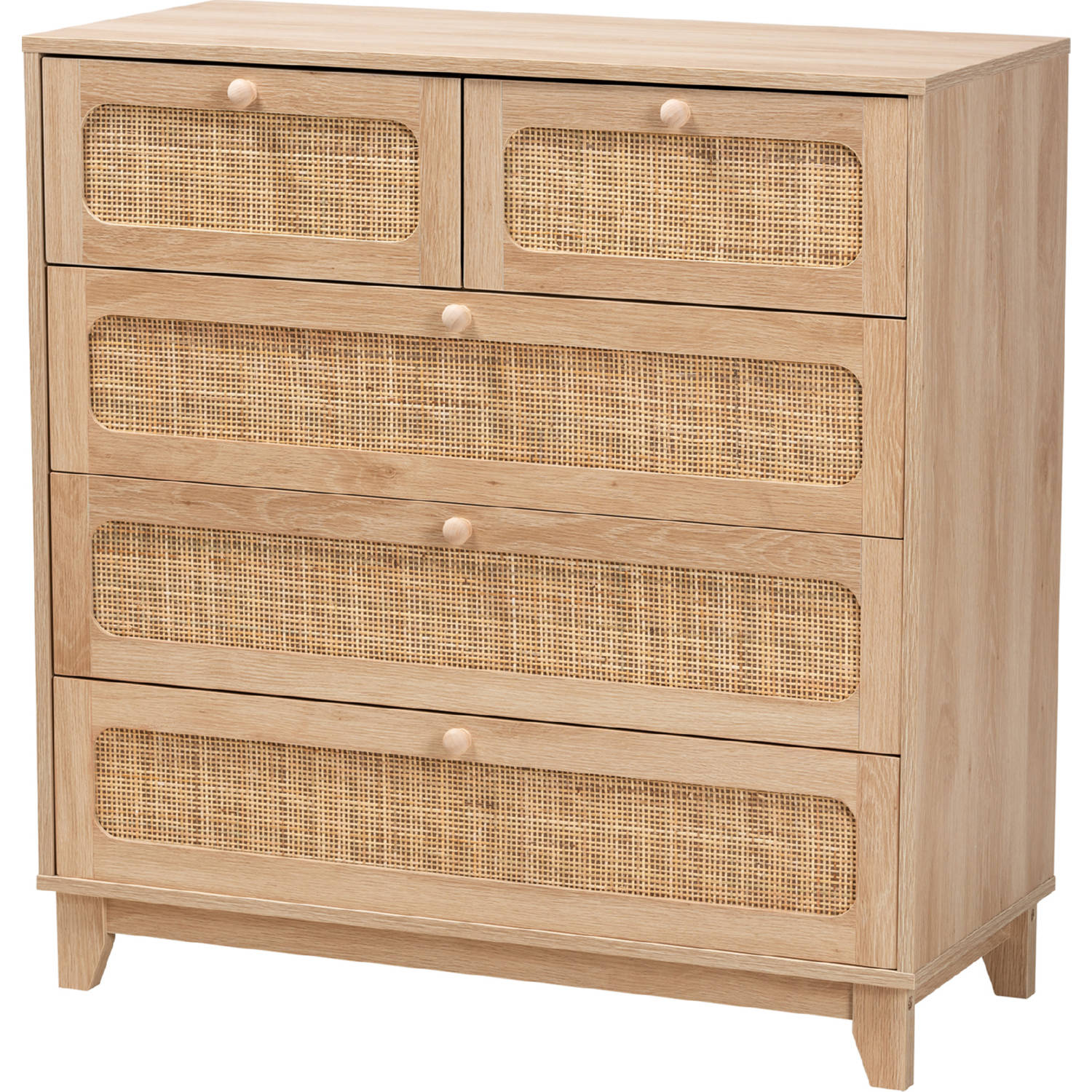 Baxton LC22040704 Rattan 5DW Cabinet Elsbeth 5 Drawer