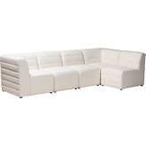 Maya 5 Piece Modular Sectional Sofa in White Boucle Fabric