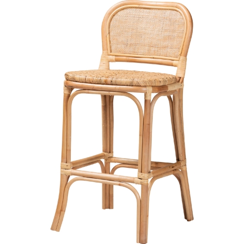 Adrena Bar Stool in Natural Brown Rattan