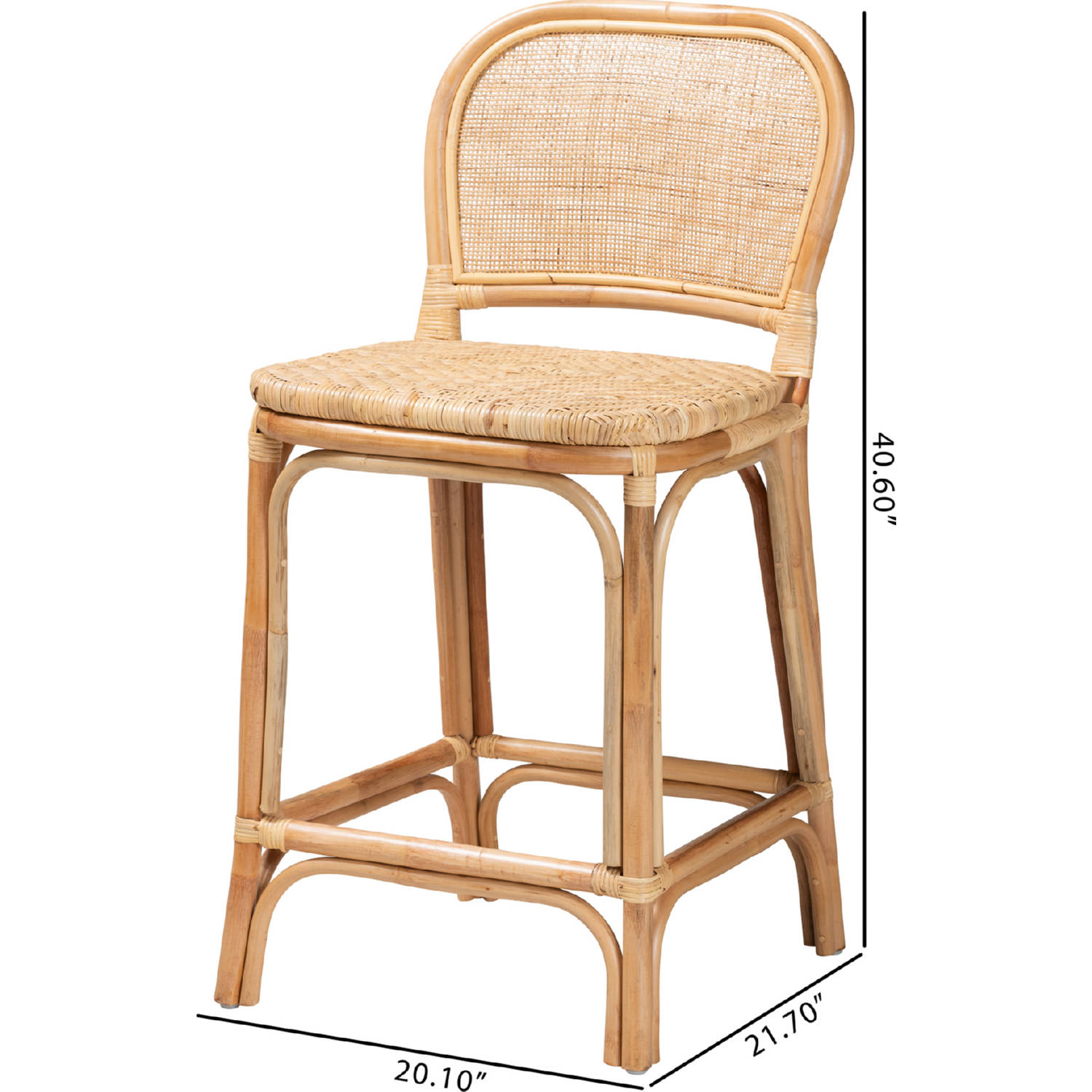 Baxton Adrena Rattan CS Adrena Counter Stool in Natural Brown Rattan