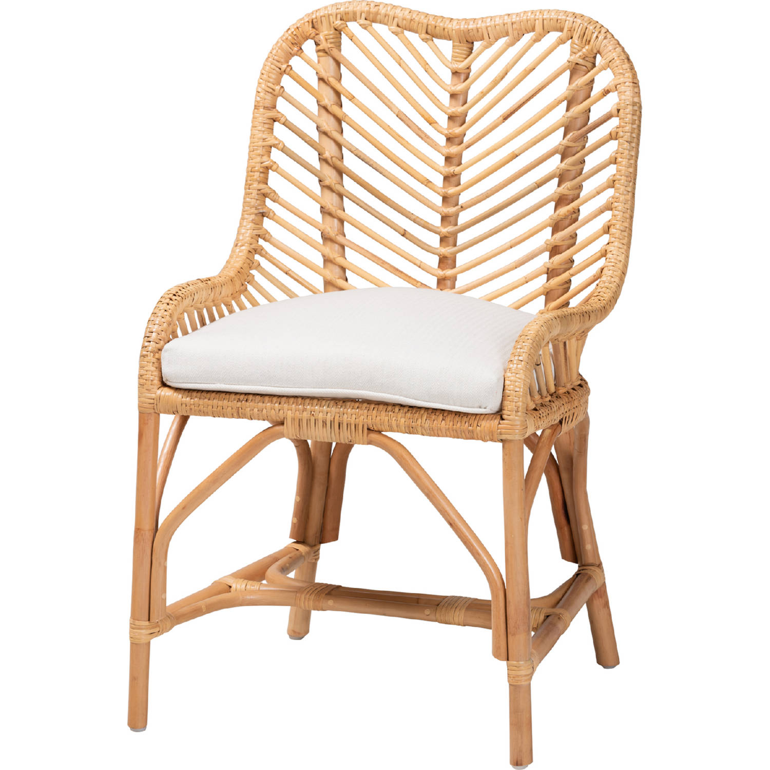 Baxton Arween Rattan DC Arween Dining Chair in Natural Brown