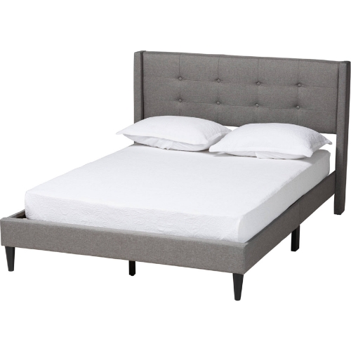 Casol Full Platform Bed in Tufted Grey Fabric