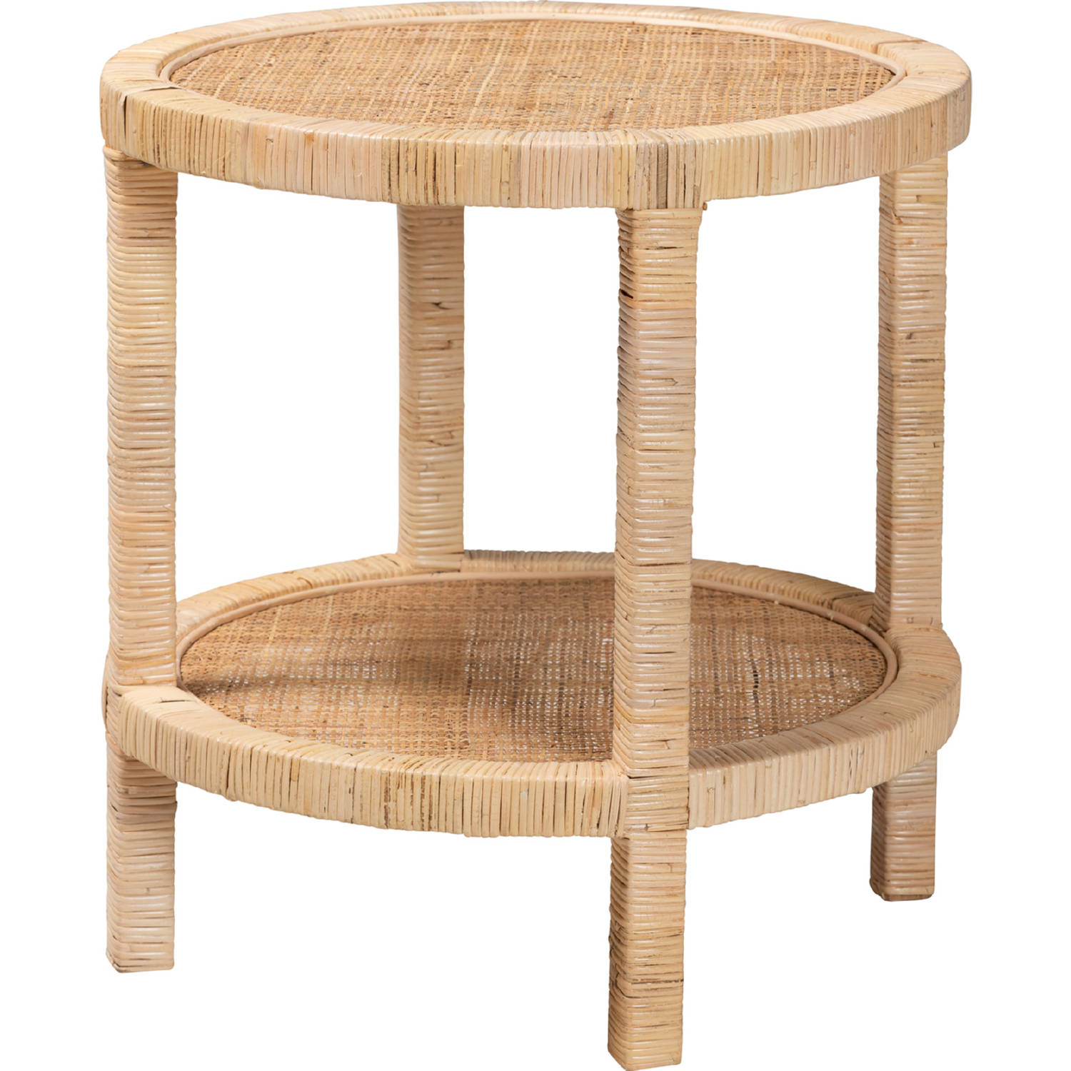 Baxton Bella Mahogany ET Bella 2 Tier End Table in Natural Brown