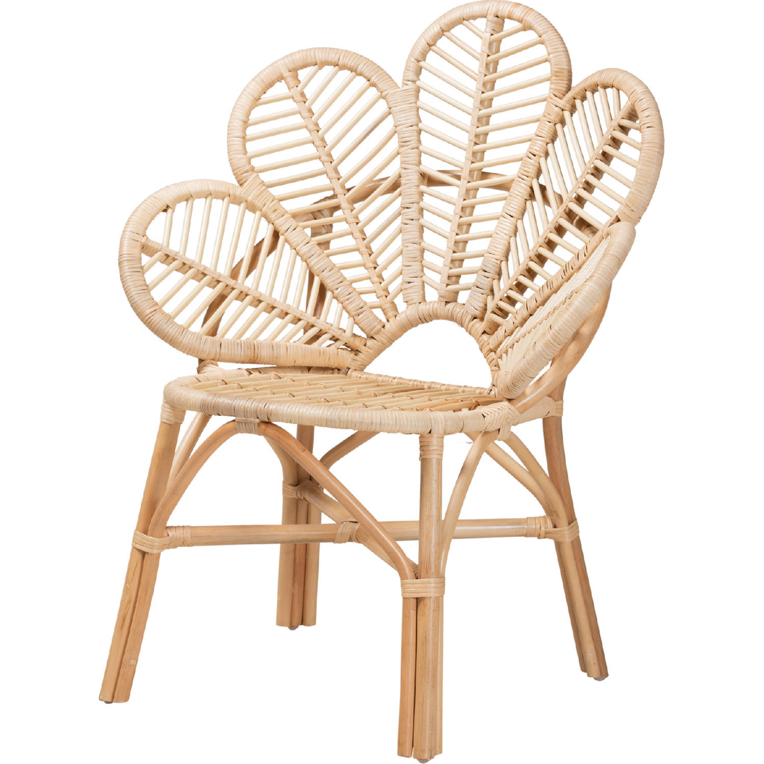 Baxton Bianca Rattan AC Bianca Flower Accent Chair in Natural