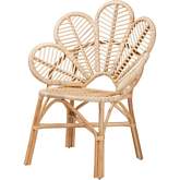 Bianca Flower Accent Chair in Natural Brown Rattan