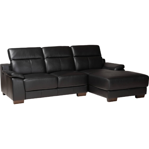 Reverie Sectional Sofa w/ Right Facing Chaise in Black Leather