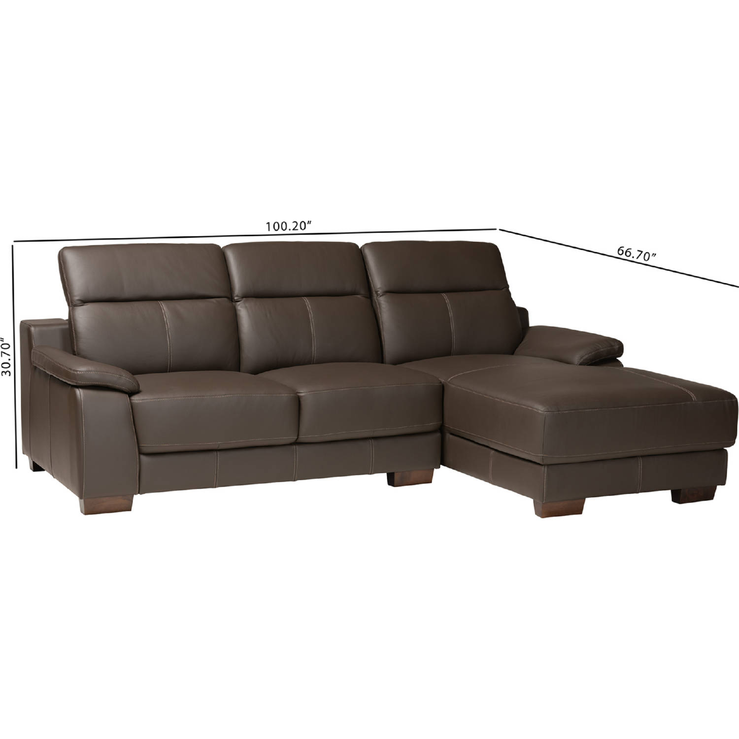 Baxton LSG6002L Sectional Full Leather Brown Dakota 05 Reverie