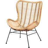 Colorado Accent Chair in Natural Brown Rattan & Black Metal