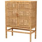 Vivan 3 Shelf Cabinet in Natural Rattan & Mahogany