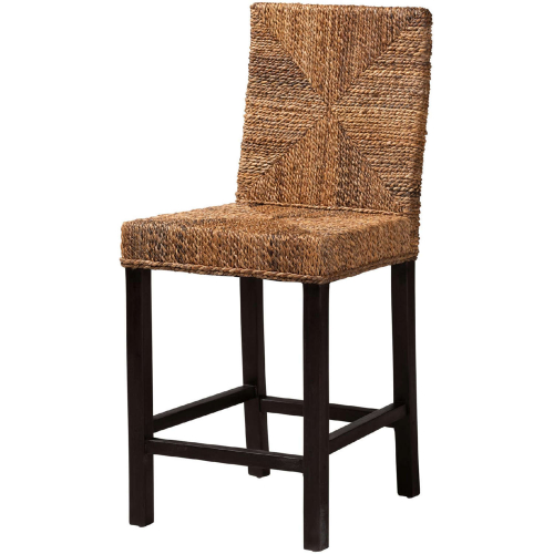 Laymi Counter Stool in Seagrass & Dark Brown Mahogany Wood