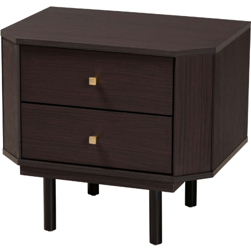 Norwood 2 Drawer End Table in Black & Espresso Brown Finish Wood