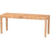 Abelia 48" Accent Bench in Natural Rattan & Mahogany