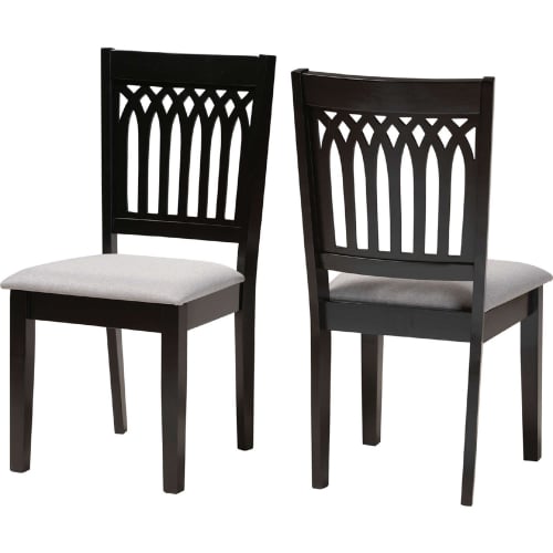 Genesis Dining Chair in Grey Fabric & Dark Brown Finish Wood (Set of 2)