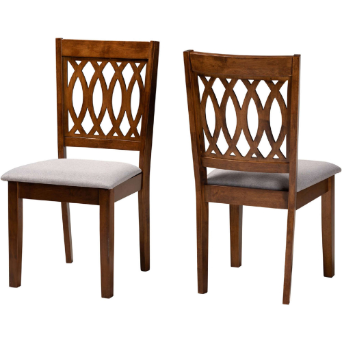 Florencia Dining Chair in Grey Fabric & Walnut Brown Finish Wood (Set of 2)