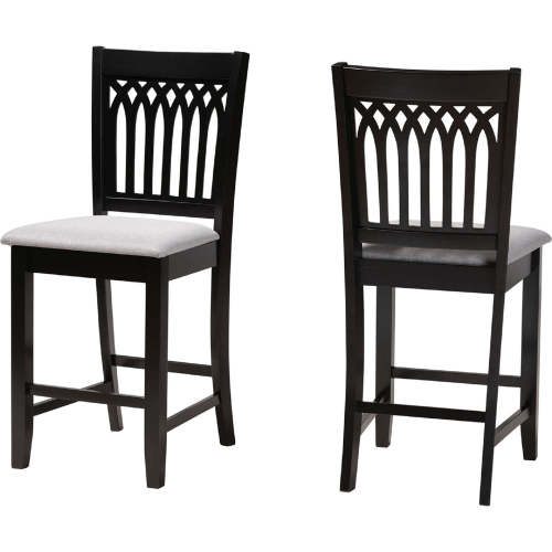 Genesis Counter Stool in Grey Fabric & Dark Brown Finish Wood (Set of 2)