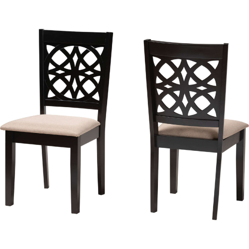 Abigail Dining Chair in Beige Fabric & Dark Brown Finish Wood (Set of 2)