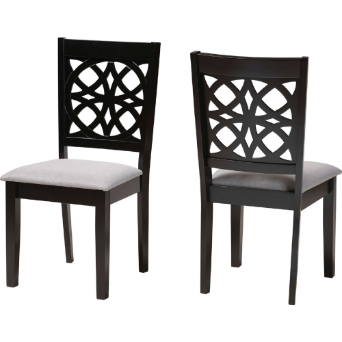 Abigail Dining Chair in Grey Fabric & Dark Brown Finish Wood (Set of 2)