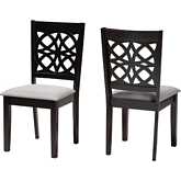 Abigail Dining Chair in Grey Fabric & Dark Brown Finish Wood (Set of 2)