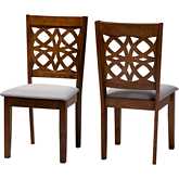 Abigail Dining Chair in Grey Fabric & Walnut Brown Finish Wood (Set of 2)