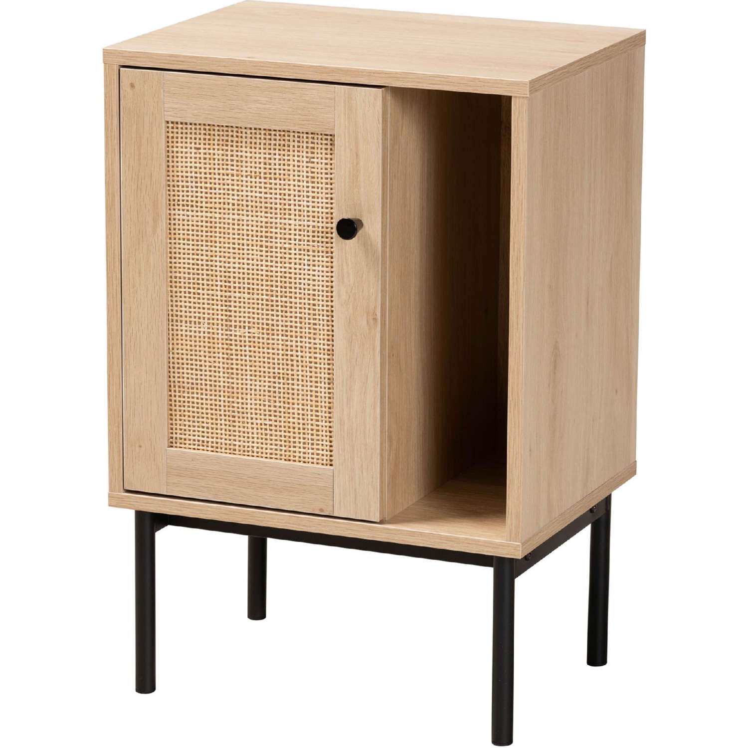 Baxton SR221174 Wooden Rattan Cabinet Sherwin 1 Door Cabinet