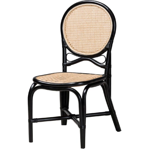 Ayana Dining Chair in Black & Natural Brown Rattan