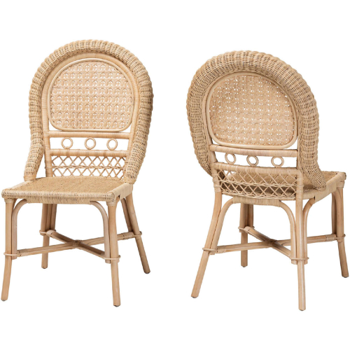 Jelita Dining Chair in Natural Brown Rattan (Set of 2)