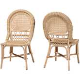 Jelita Dining Chair in Natural Brown Rattan (Set of 2)