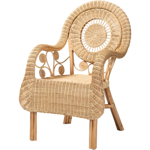 Putri Accent Arm Chair in Natural Brown Rattan