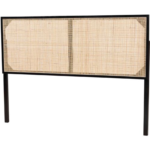 Aurelia Queen Headboard in Black & Natural Brown Rattan