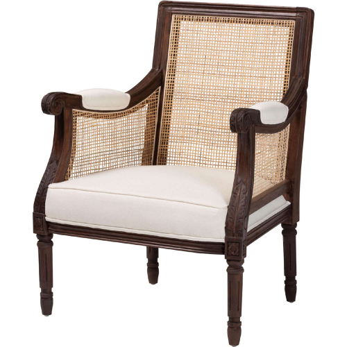 Desmond Accent Chair in Beige Fabric & Dark Brown Finish Wood