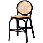 Ayana Counter Stool in Black & Natural Brown Rattan