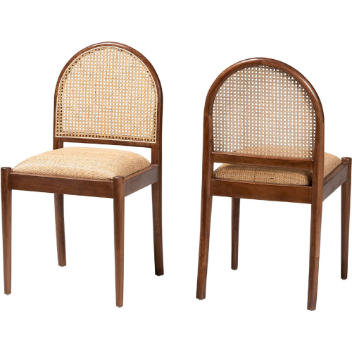 Maryland Dining Chair in Natural Rattan & Acacia Wood (Set of 2)