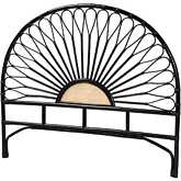 Perenna Queen Standalone Headboard in Black & Natural Brown Rattan