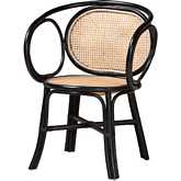 Palesa Dining Chair in Black & Natural Brown Rattan