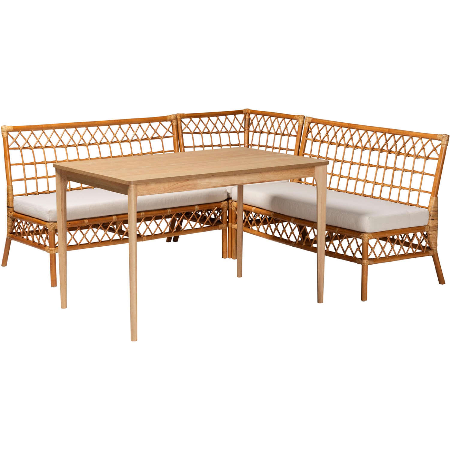 Baxton Adora 4PC Dining Nook Set Adora 4 Piece Dining Nook Set