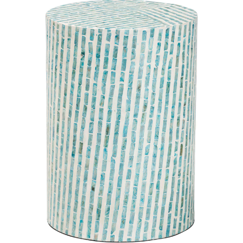 Draven End Table in White & Blue Mother of Pearl