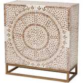 Ercilia Storage Cabinet in White & Rustic Brown Mother of Pearl