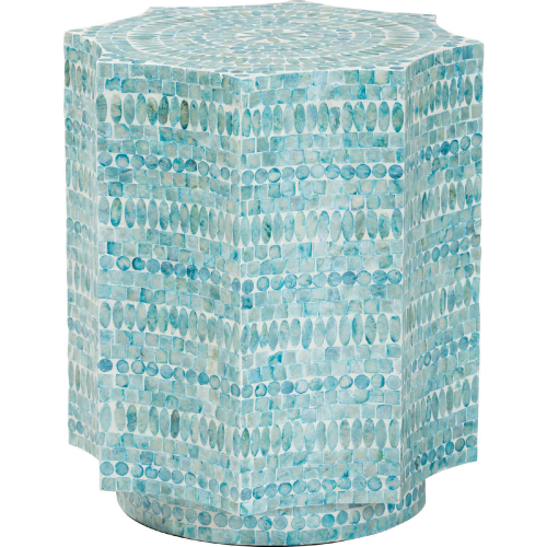 Olesia End Table in Blue Mother of Pearl & White