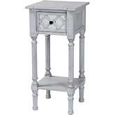 Gellert 1 Drawer End Table in Grey Finish Wood & Mirror