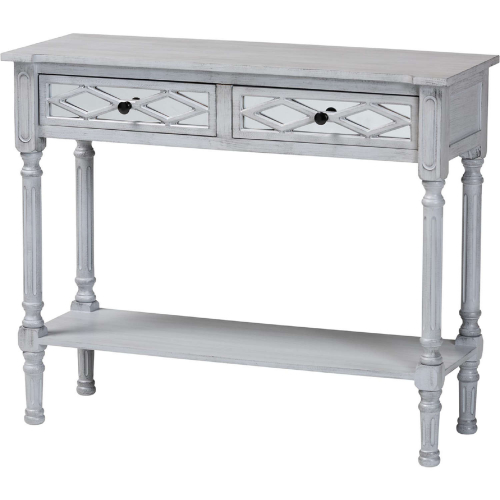 Gellert 2 Drawer Console Table in Grey Finish Wood & Mirror