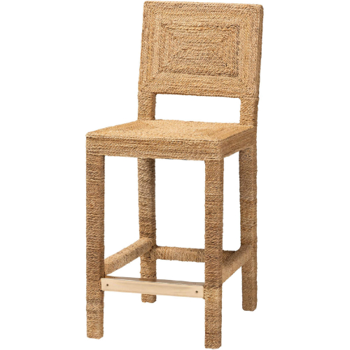 Anfield Counter Stool in Natural Seagrass & Mahogany Wood