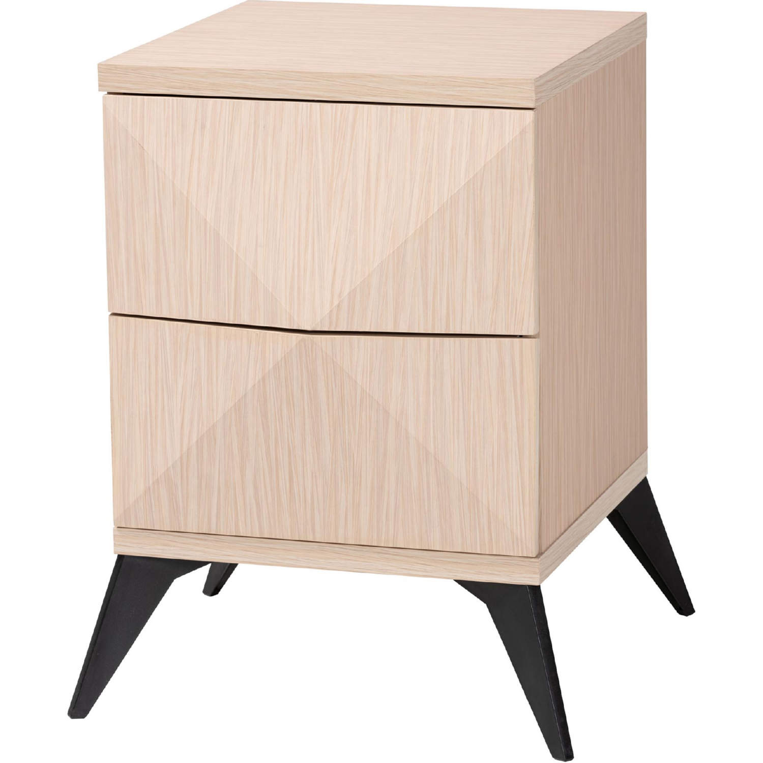 Baxton KBL2334 Natural Black 2DW Nightstand Draper 2 Drawer