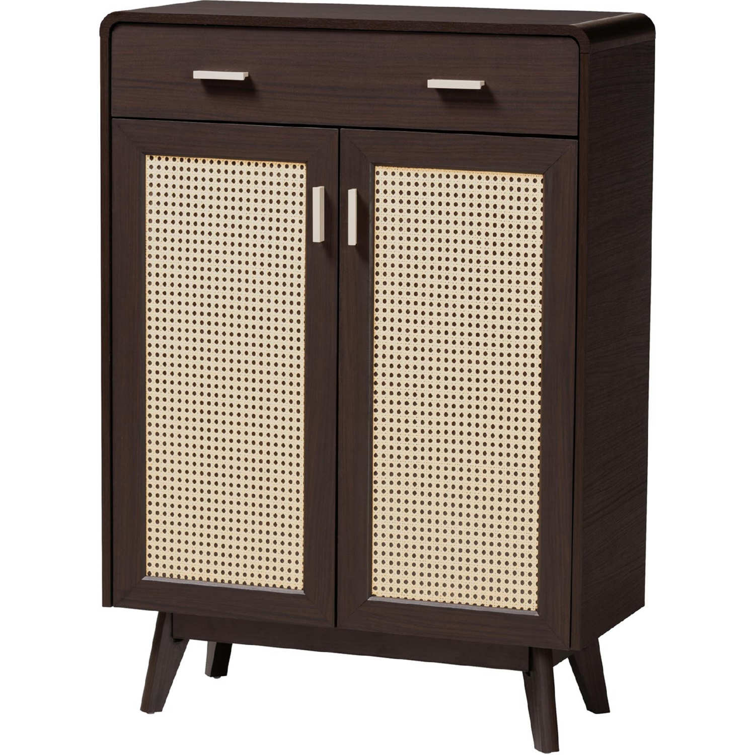 Baxton LV46 SC4615WI Modi Wenge Rattan Shoe Cabinet