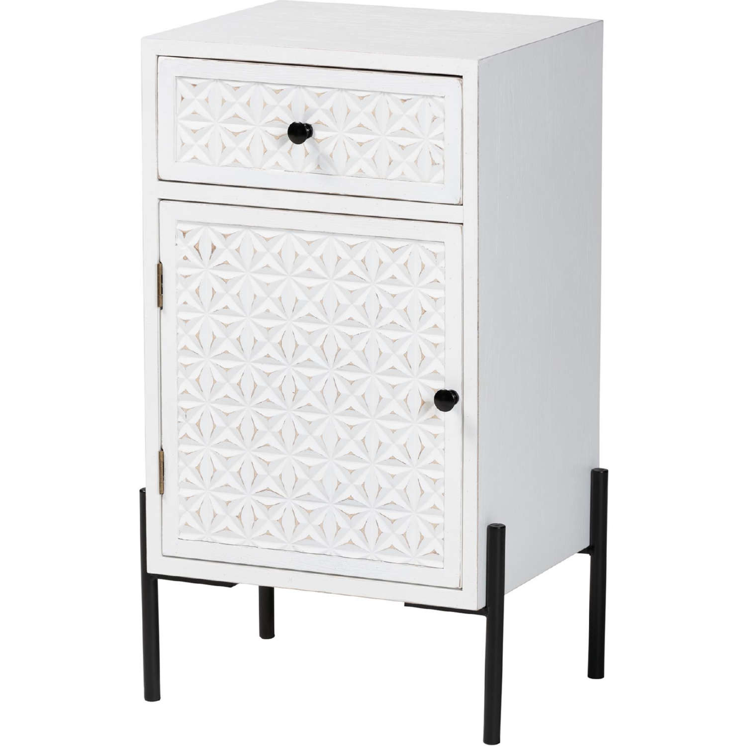 Baxton JY23A335R White Wooden Cabinet Nefeli 1 Drawer