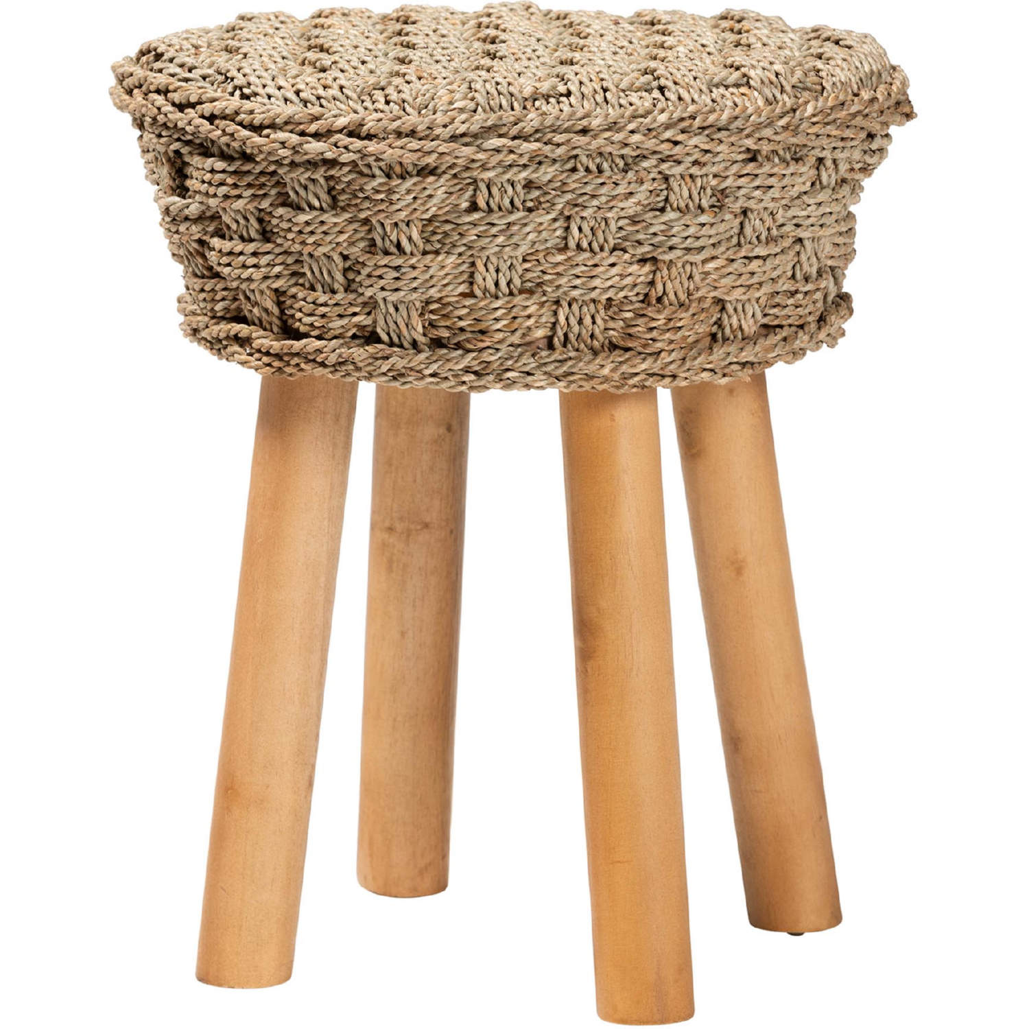 Baxton Denver Natural Seagrass Stool Denver Dining Stool in