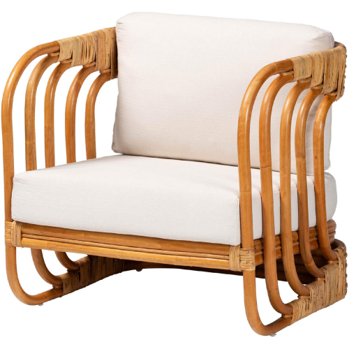 Corsa Accent Arm Chair in Natural Rattan & White Fabric