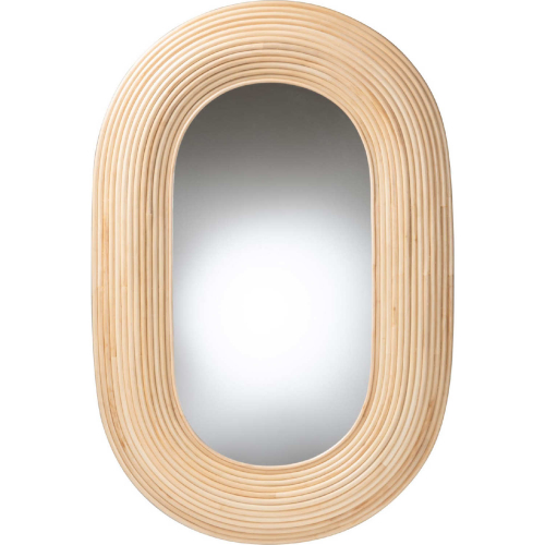 Drucilla Oval Wall Mirror in Natural Brown Rattan